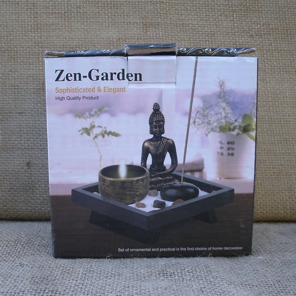 Buddha Figurine Zen Garden Set stones incense - Picture 1 of 14